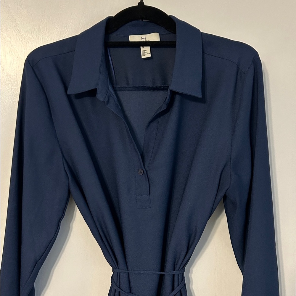 Halston Navy Blue Long Sleeve Dress